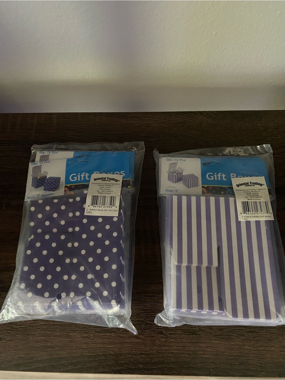 NWT Purple Party Small Gift Boxes- Polka Dot & Stripe